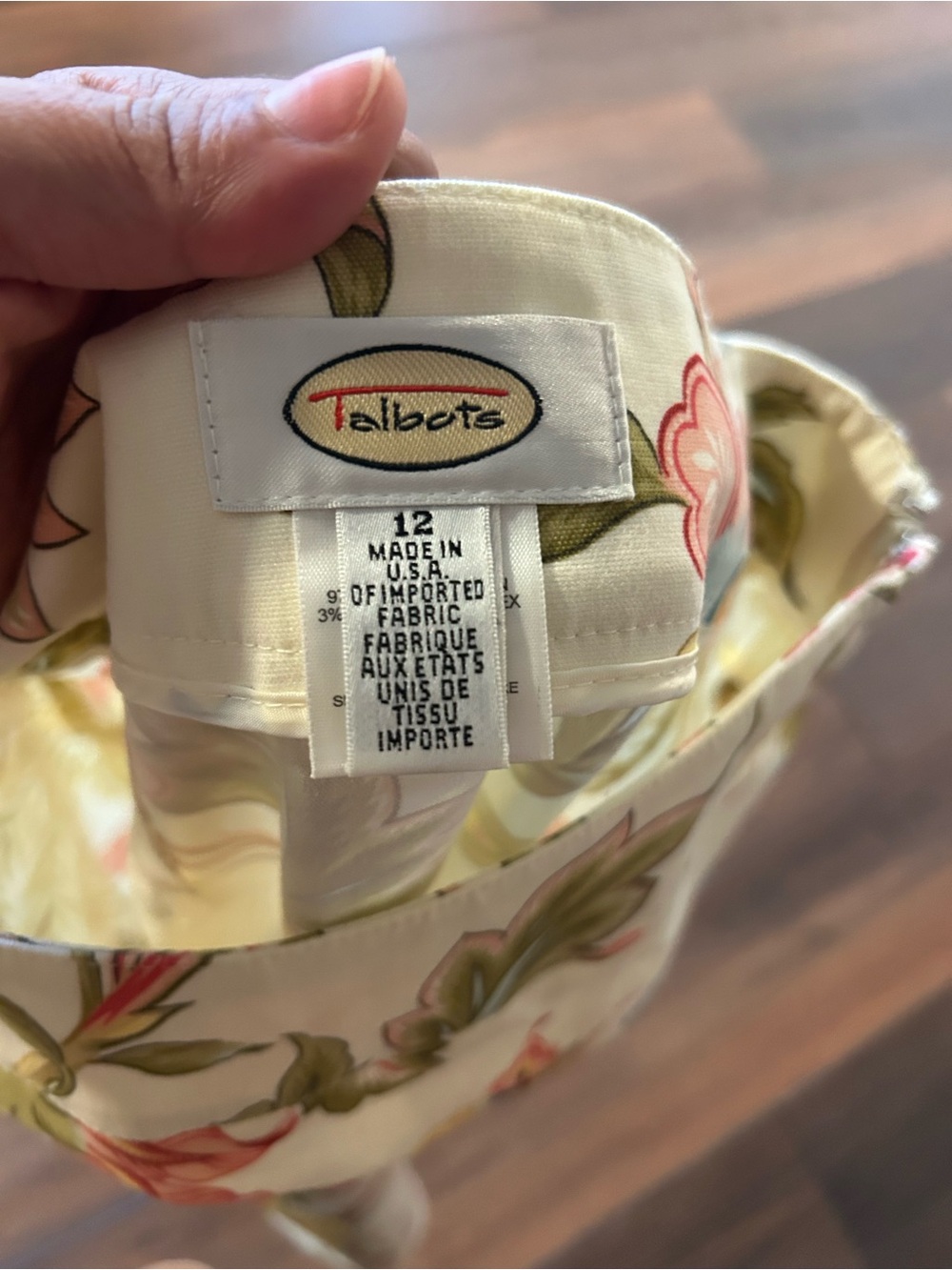 Vintage Talbots Petites Ivory Floral Print Short Skirt Cotton Blend Size 12P - Picture 8 of 9